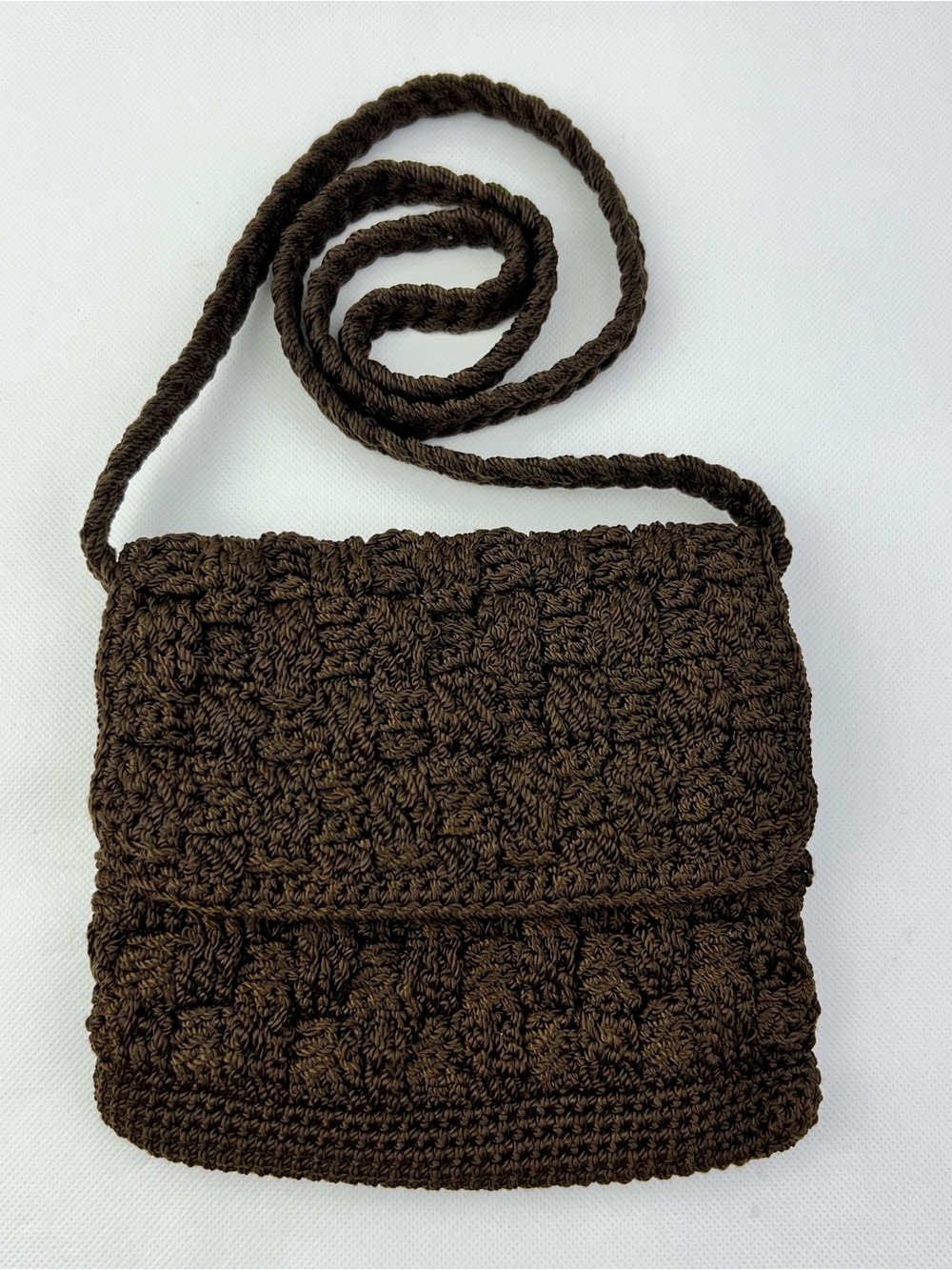 The Sak Brown Crochet Zipper Crossbody Flap Bag Purse